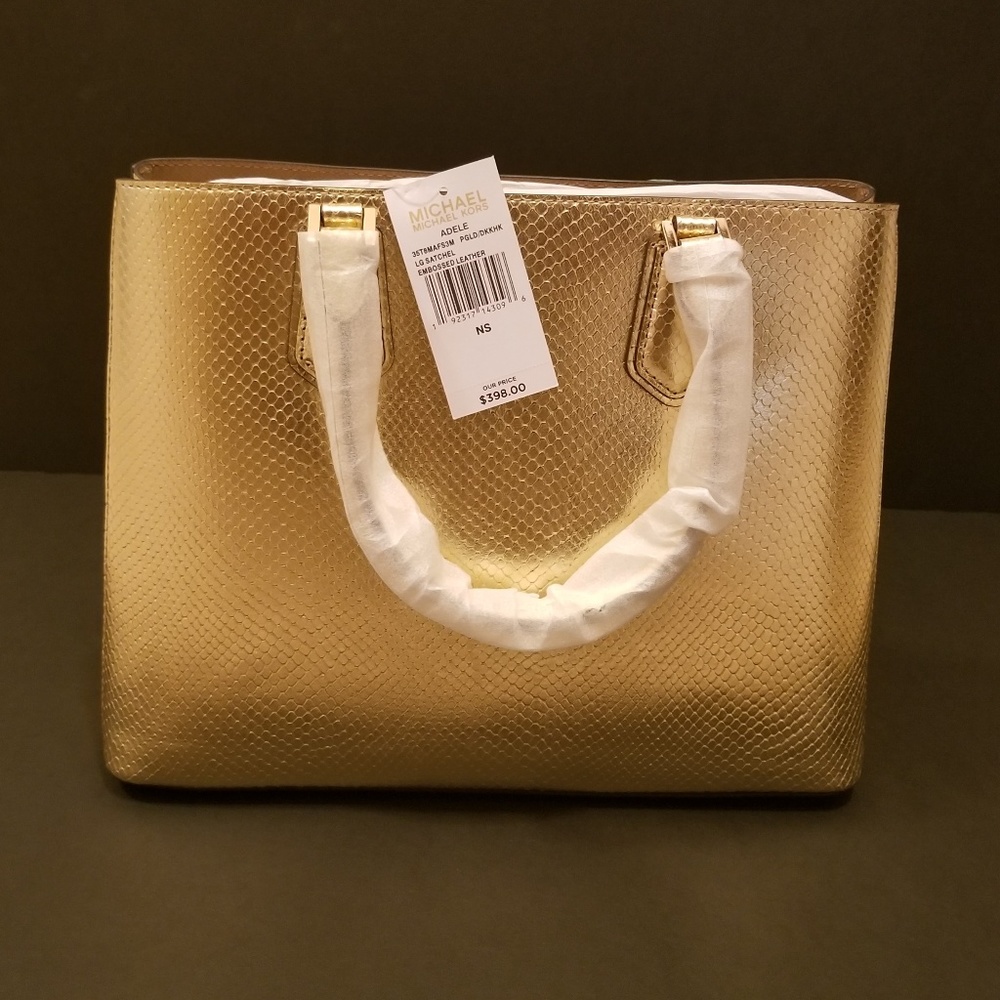 MK Adele LG Satchel Embossed Leather